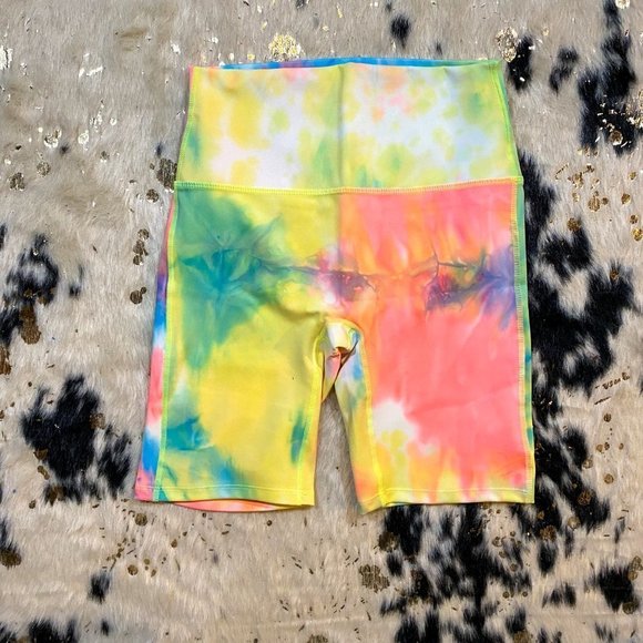 𝅺ZENANA Neon Green and Blue Biker Shorts Activewear Set - Picture 5 of 7